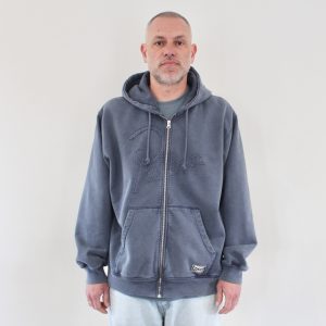 By Parra No Fade Away Zip Hooded Sweatshirt Washed Dark Grey
