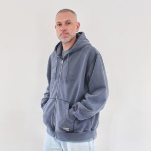 By Parra No Fade Away Zip Hooded Sweatshirt Washed Dark Grey