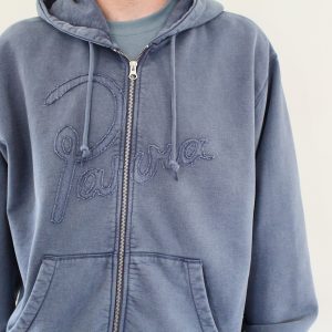 By Parra No Fade Away Zip Hooded Sweatshirt Washed Dark Grey