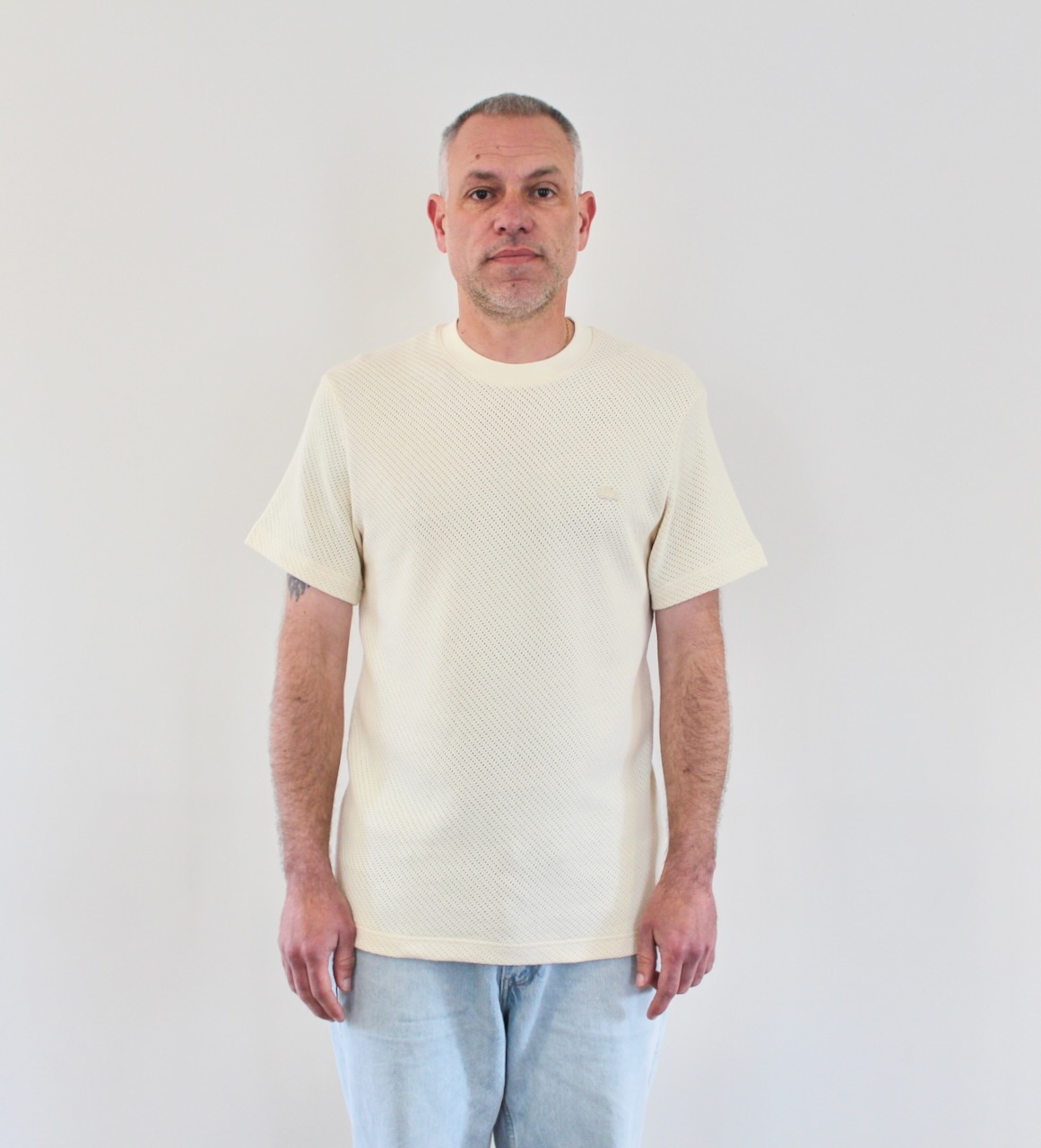 Lacoste Tee Shirt Ajouré Vanille