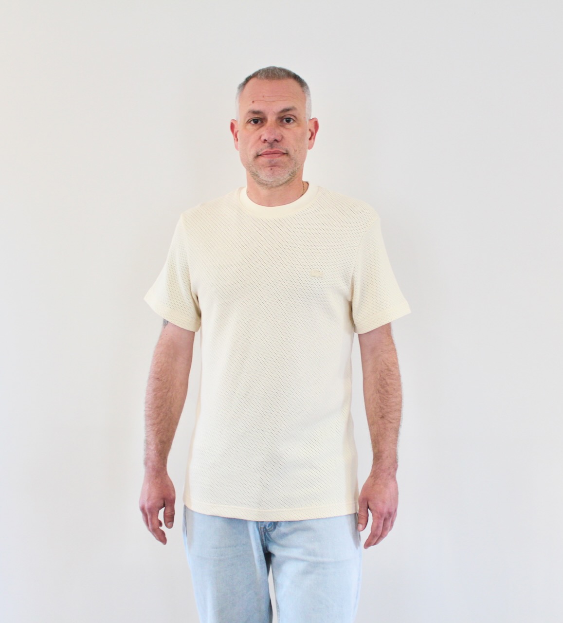 Lacoste Tee Shirt Ajouré Vanille