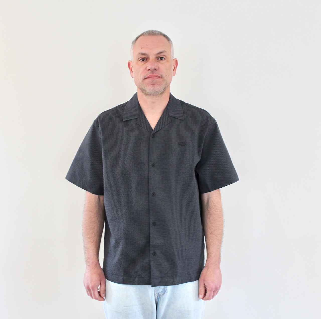 Lacoste Chemise Seersucker Noir Gris