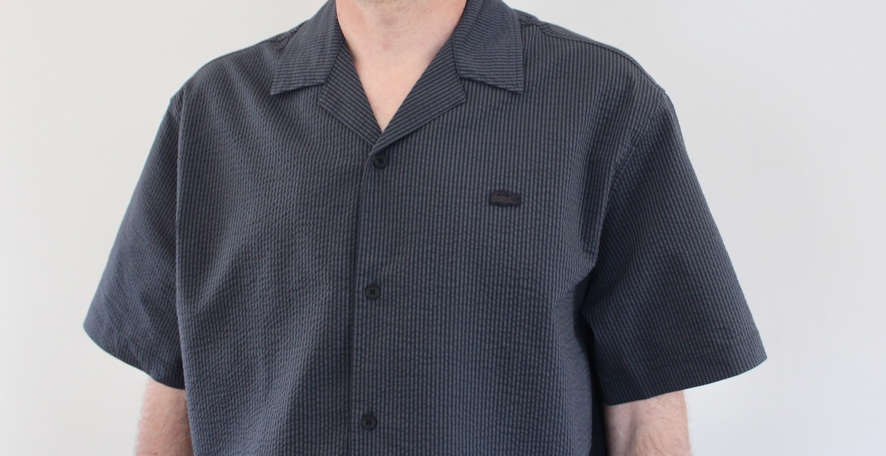 Lacoste Chemise Seersucker Noir Gris