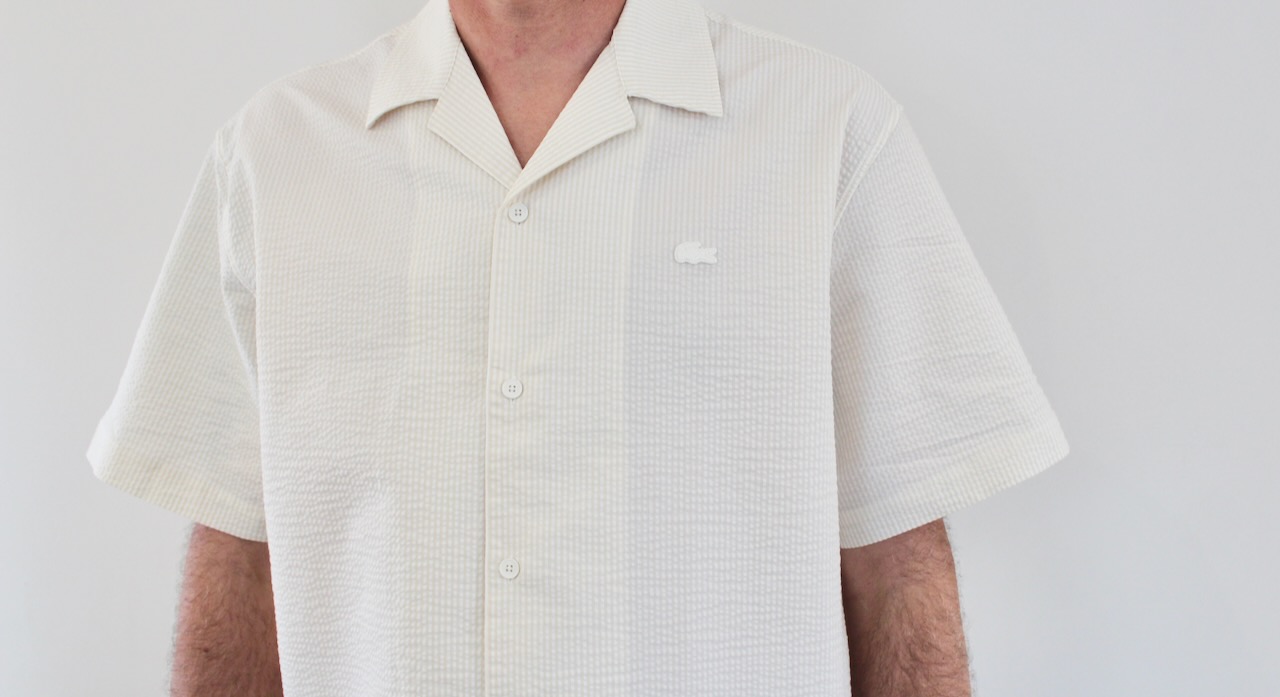 Lacoste Chemise Seersucker Blanc Vanille