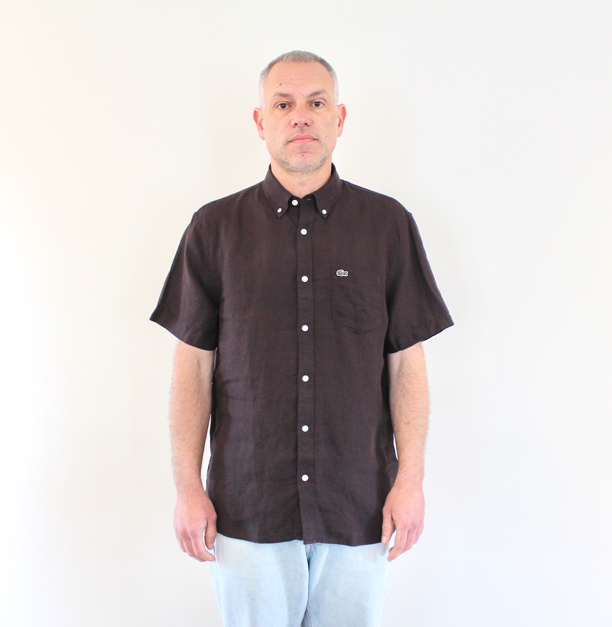 Lacoste Chemise Lin Chocolat Chaud