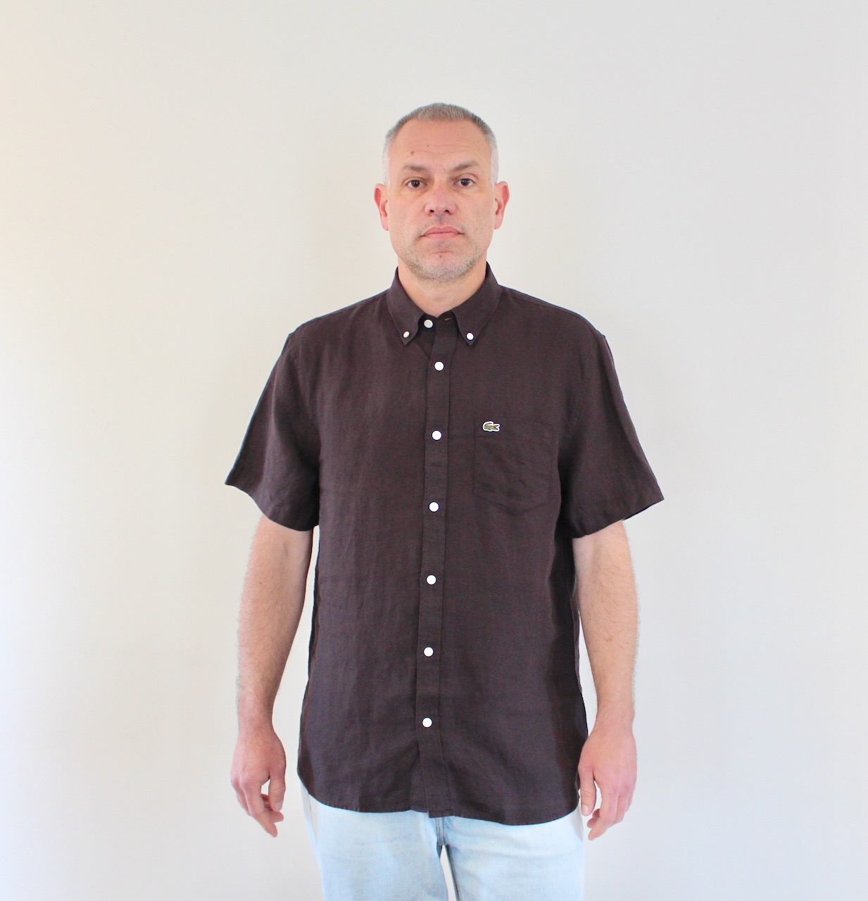 Lacoste Chemise Lin Chocolat Chaud