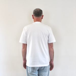 Lacoste Tee Shirt Antik Script Blanc Bleu