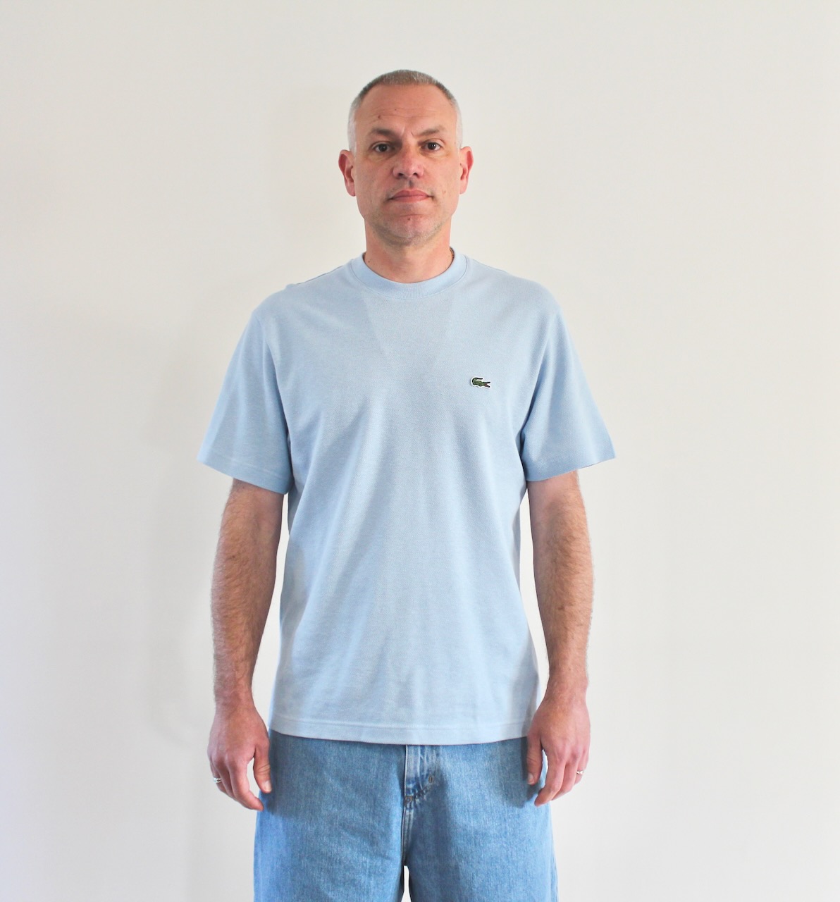 T-shirt Piqué épais coton lin Bleu Clair