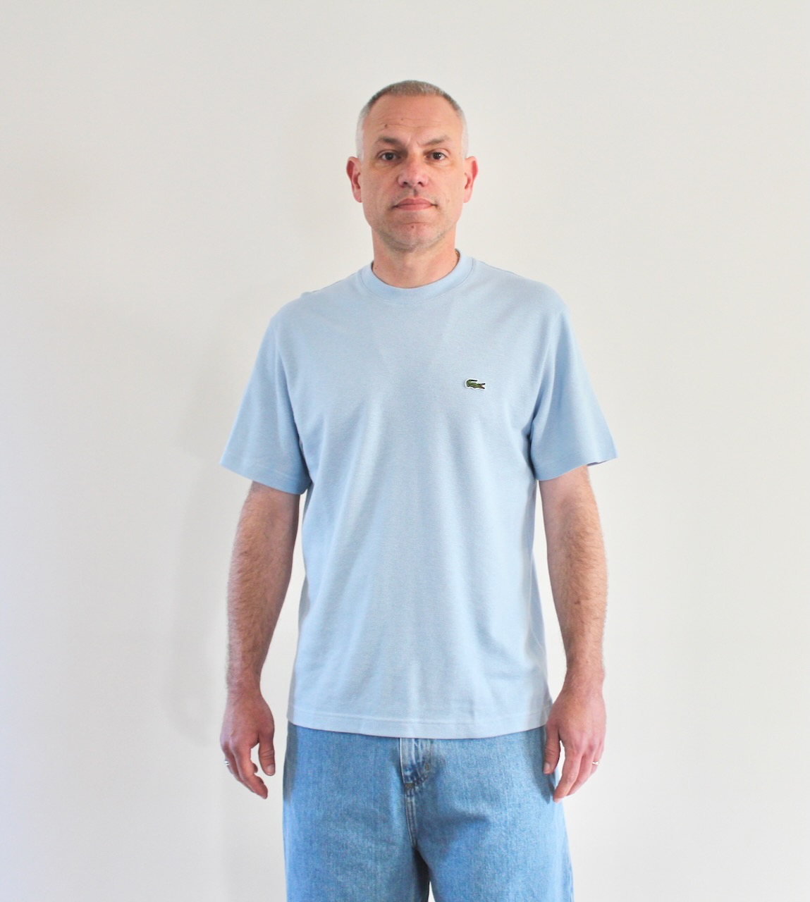 T-shirt Piqué épais coton lin Bleu Clair