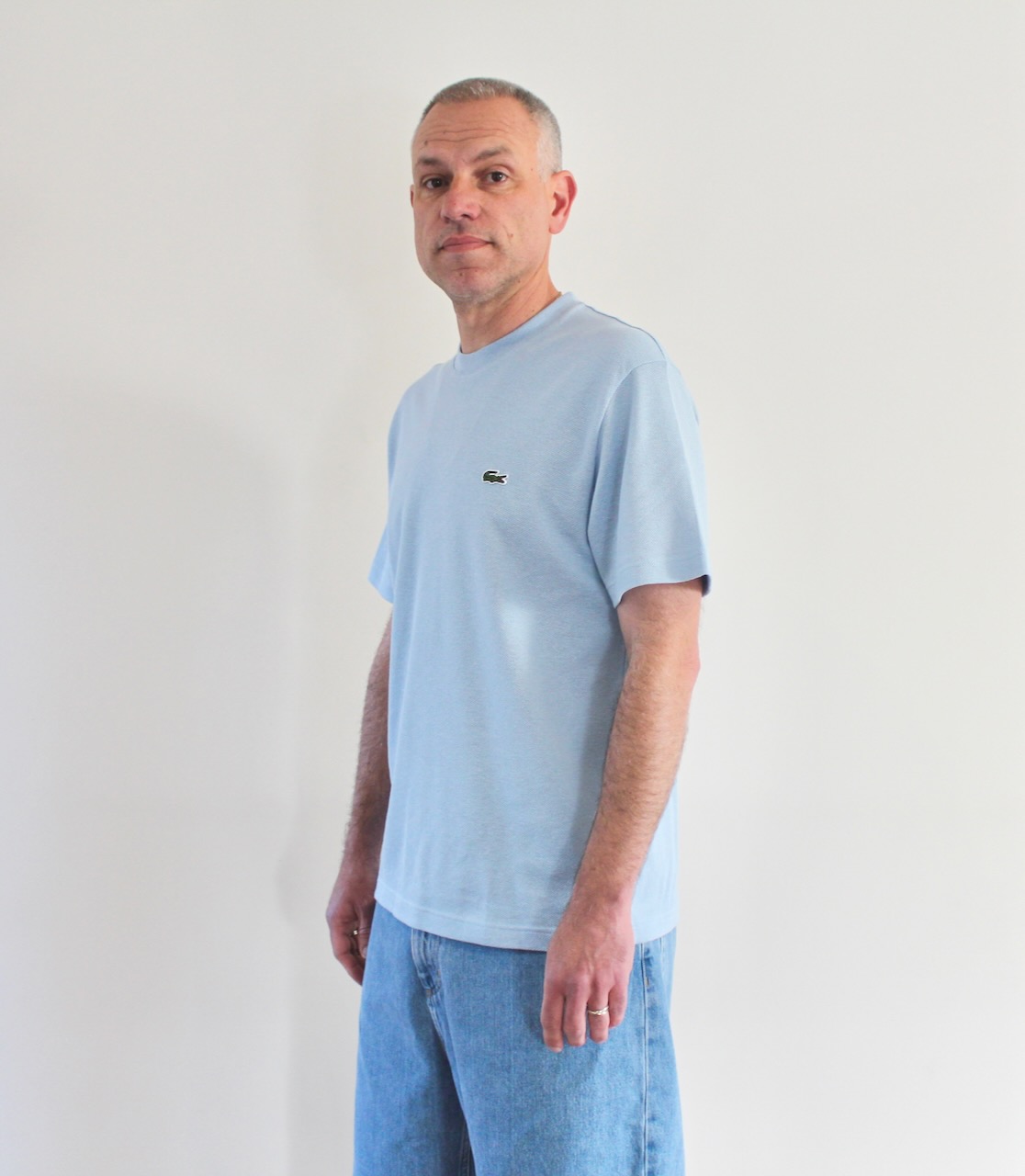 T-shirt Piqué épais coton lin Bleu Clair