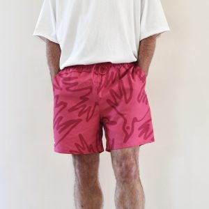 Birds Fly Free Swim Shorts purple pink