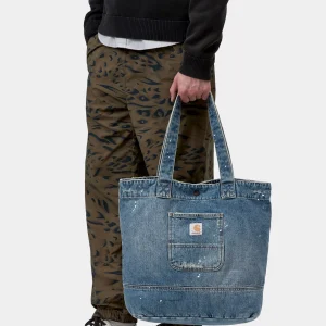 Denim Tote Bag Blue Destroy Wash Splatter One