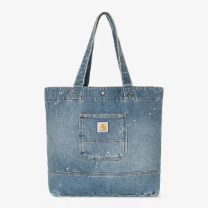 Denim Tote Bag Blue Destroy Wash Splatter One