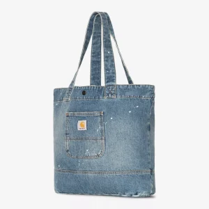 Denim Tote Bag Blue Destroy Wash Splatter One
