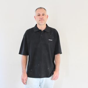 Painter Polo Black Destroy Wash Splatter