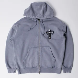 By Parra A Cross Bear Zip Hooded Sweat Blue