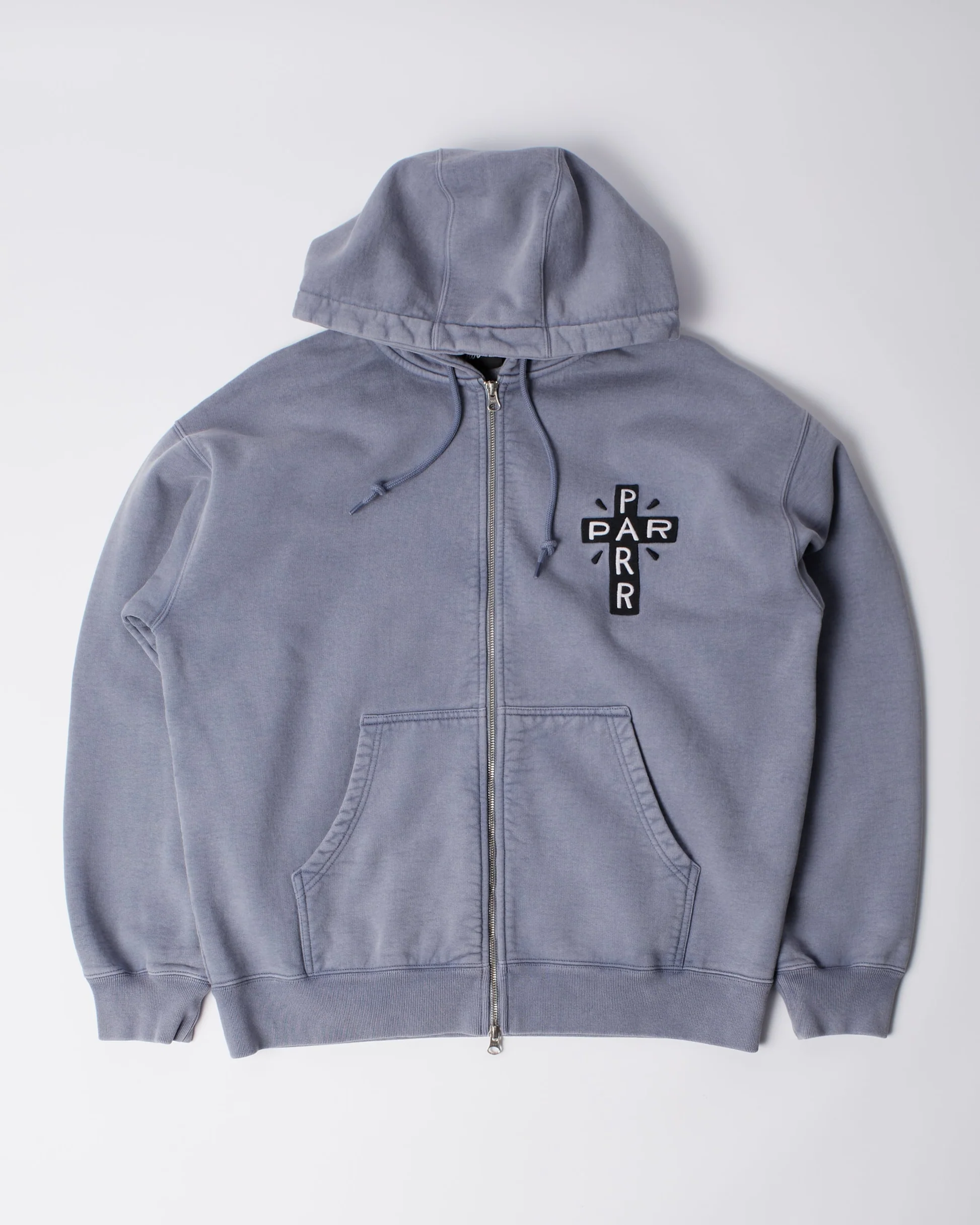 By Parra A Cross Bear Zip Hooded Sweat Blue