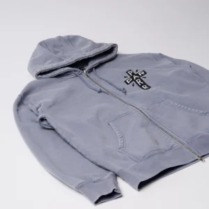 By Parra A Cross Bear Zip Hooded Sweat Blue