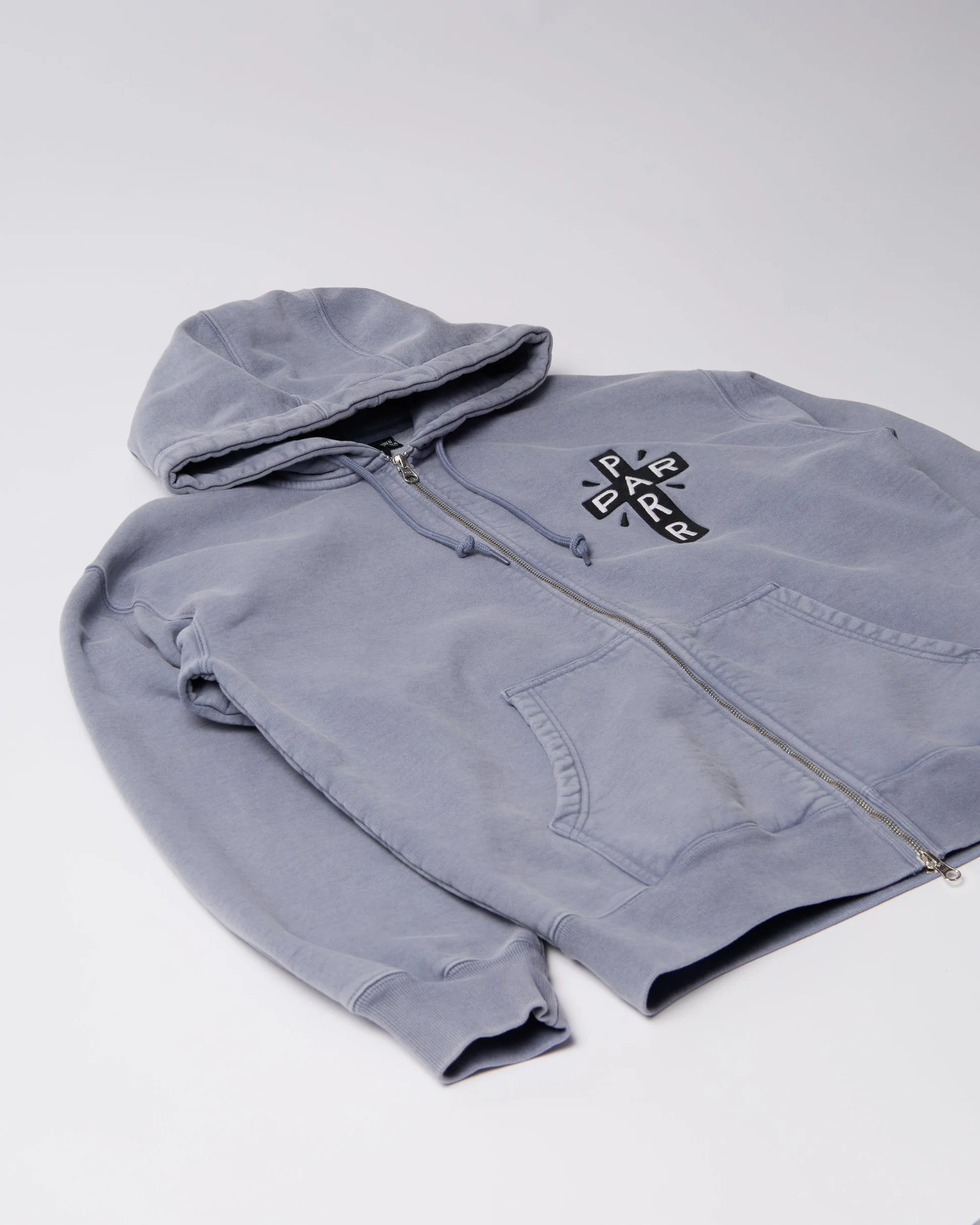 By Parra A Cross Bear Zip Hooded Sweat Blue