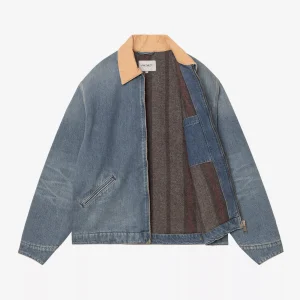 Carhartt Wip OG Detroit Jacket Blue Dusty H Brown Old Used Wash