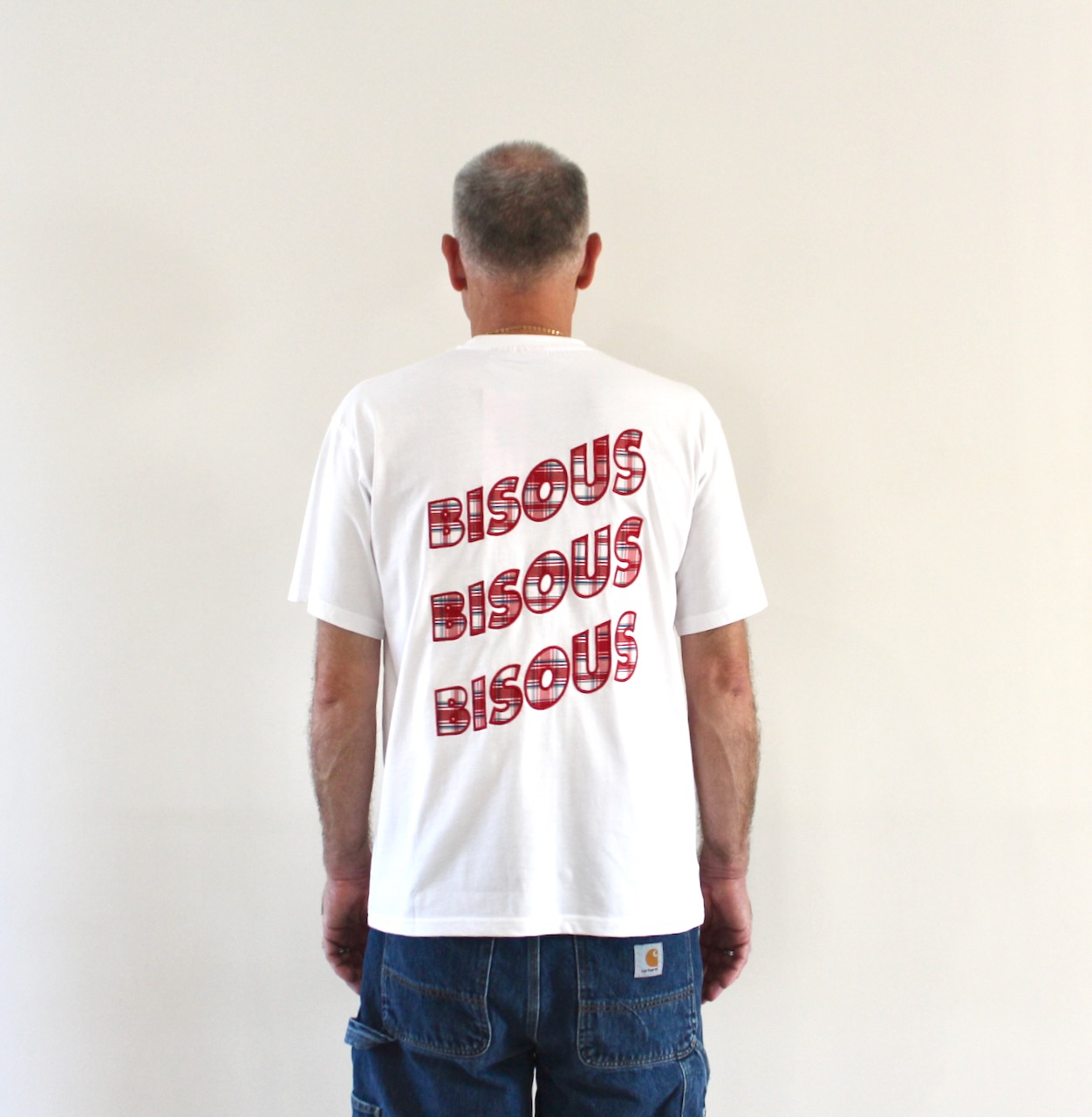 Bisous T-shirt Sonics Application White Tartan