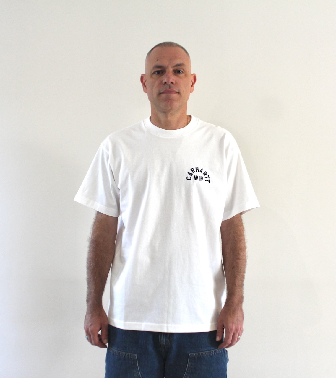 Carhartt Wip Arch Script T-shirt White Dark Navy
