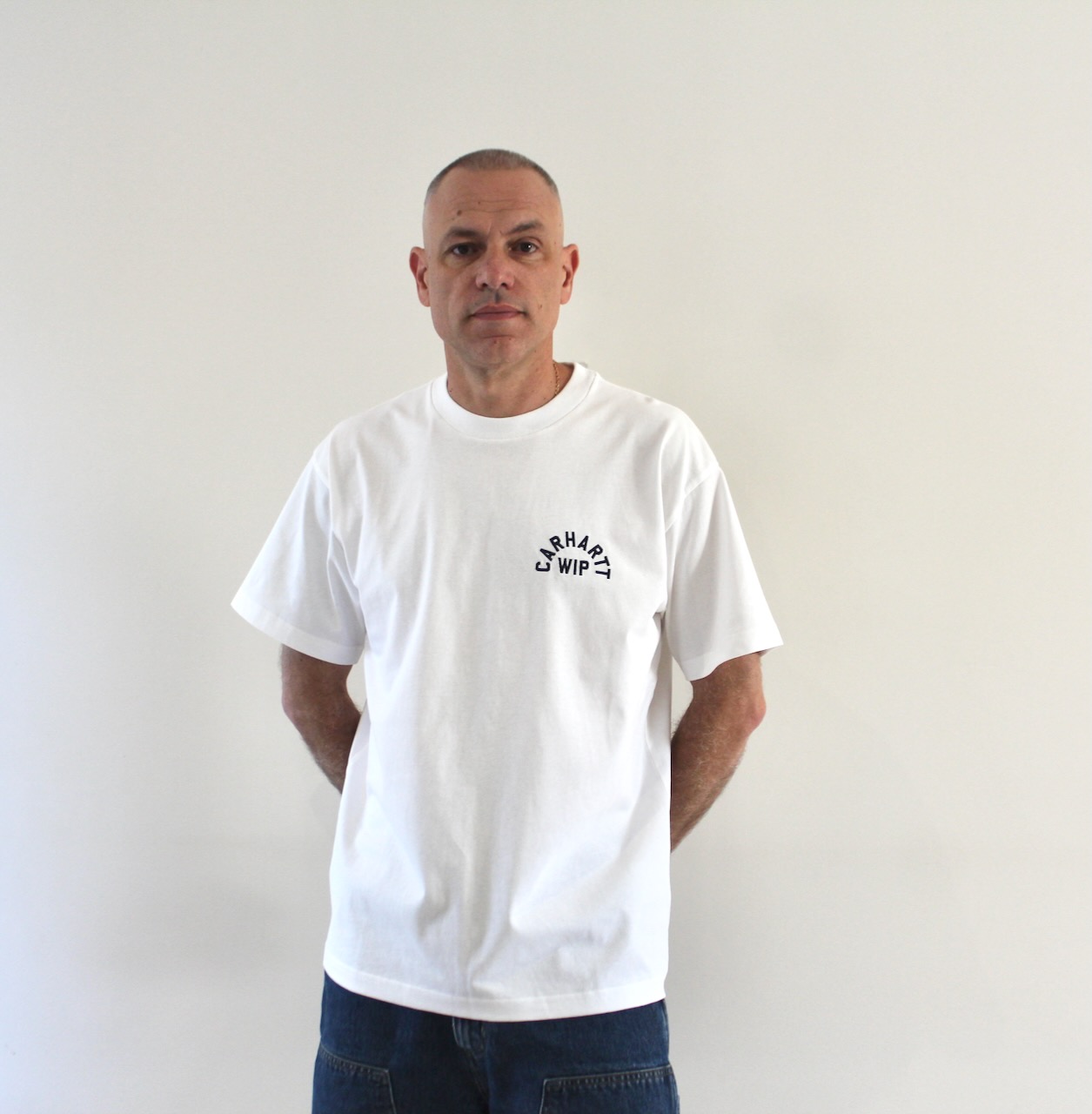 Carhartt Wip Arch Script T-shirt White Dark Navy