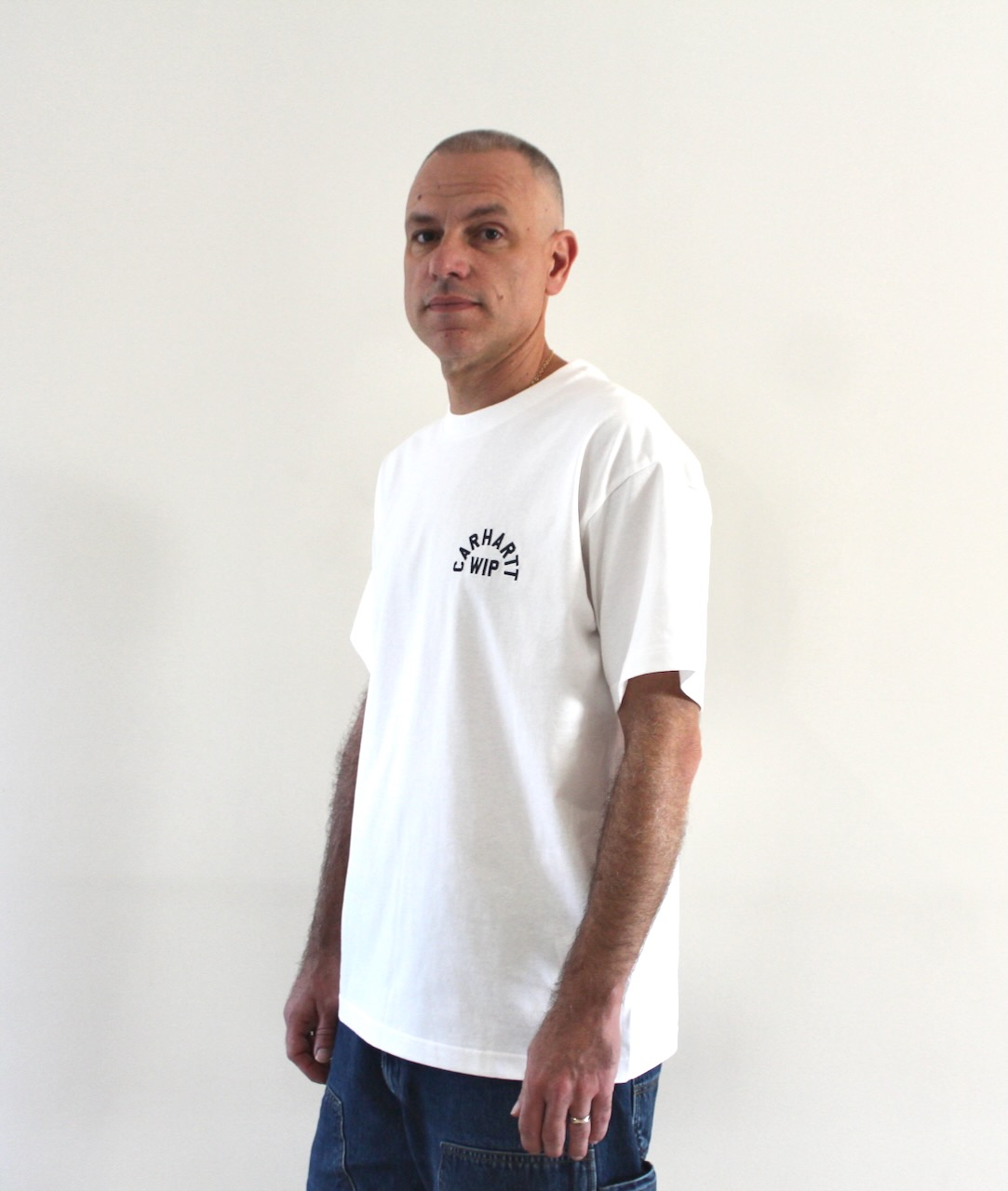 Carhartt Wip Arch Script T-shirt White Dark Navy