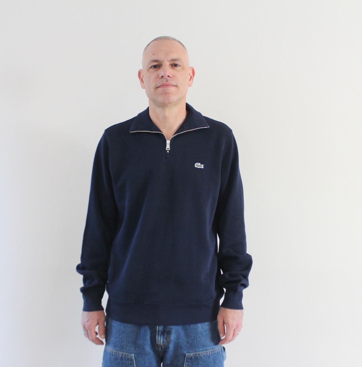 Lacoste Sweat Maille Demi Zip Bleu Marine