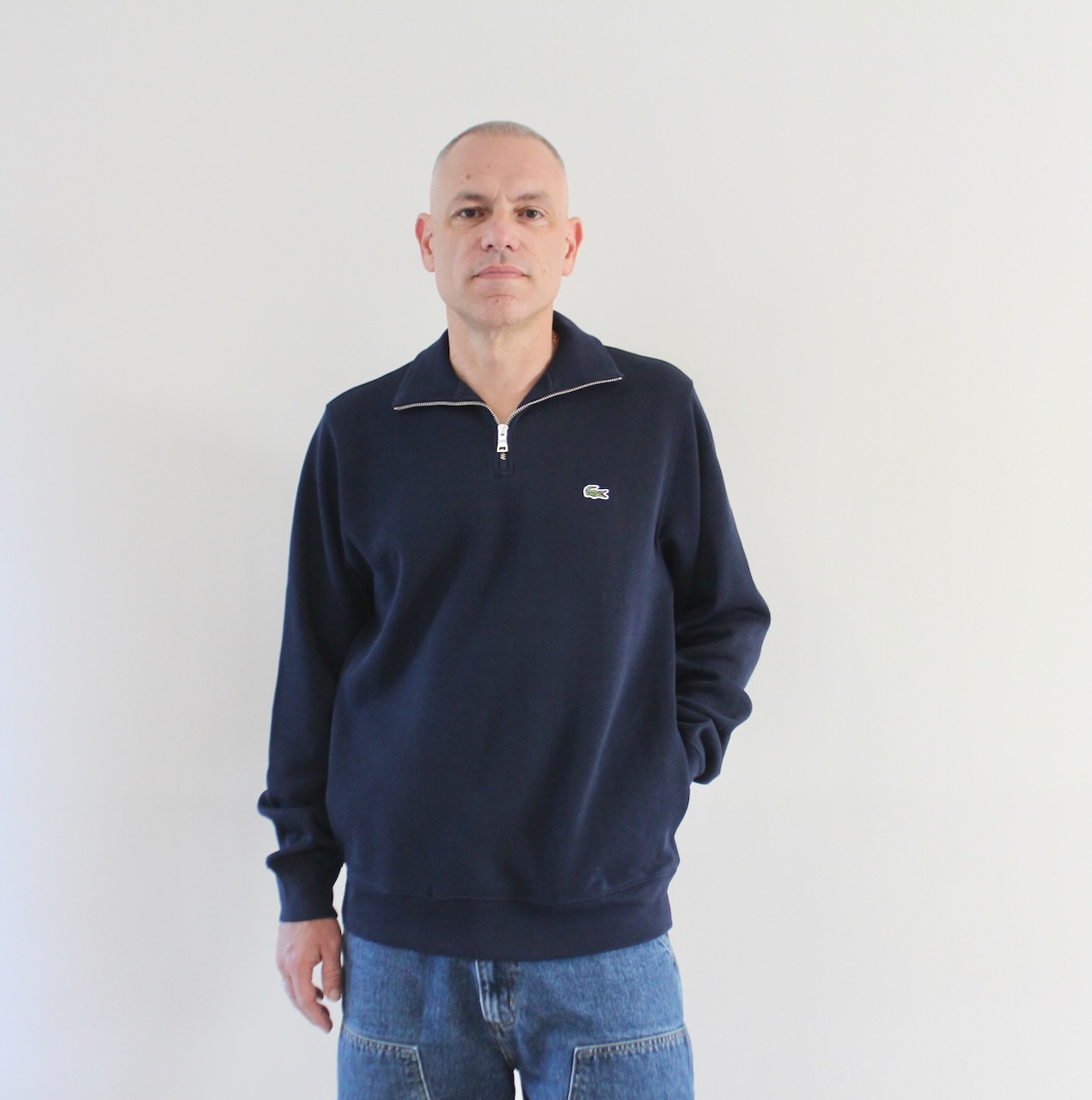 Lacoste Sweat Maille Demi Zip Bleu Marine