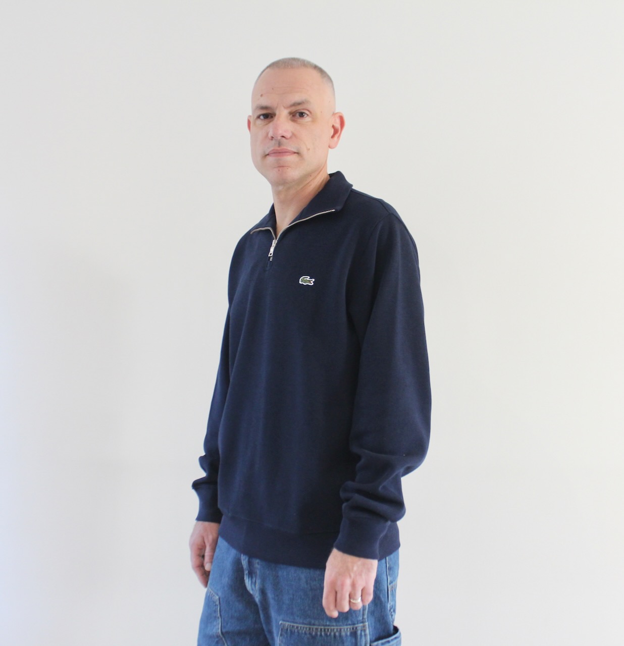 Lacoste Sweat Maille Demi Zip Bleu Marine