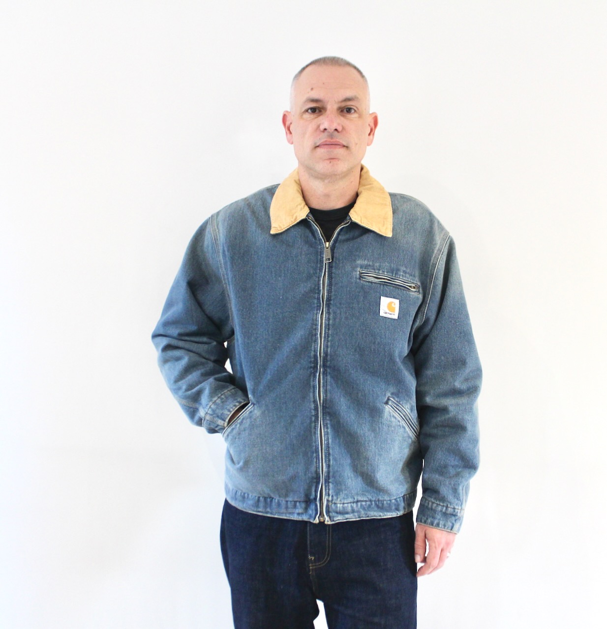 Carhartt Wip OG Detroit Jacket Blue Dusty H Brown Old Used Wash