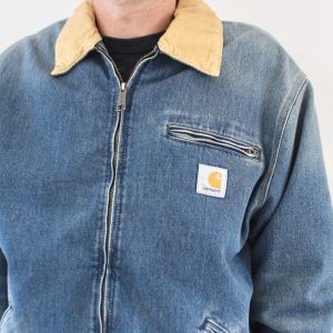 Carhartt Wip OG Detroit Jacket Blue Dusty H Brown Old Used Wash