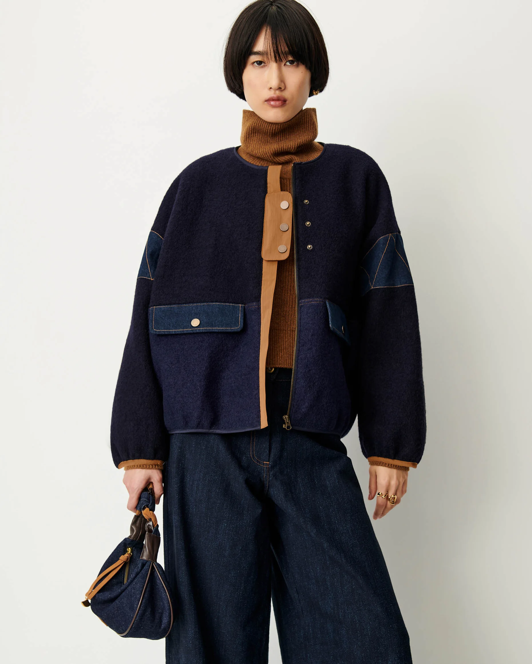 Sessun Cold Night Round Neck Jacket Indigo Moo
