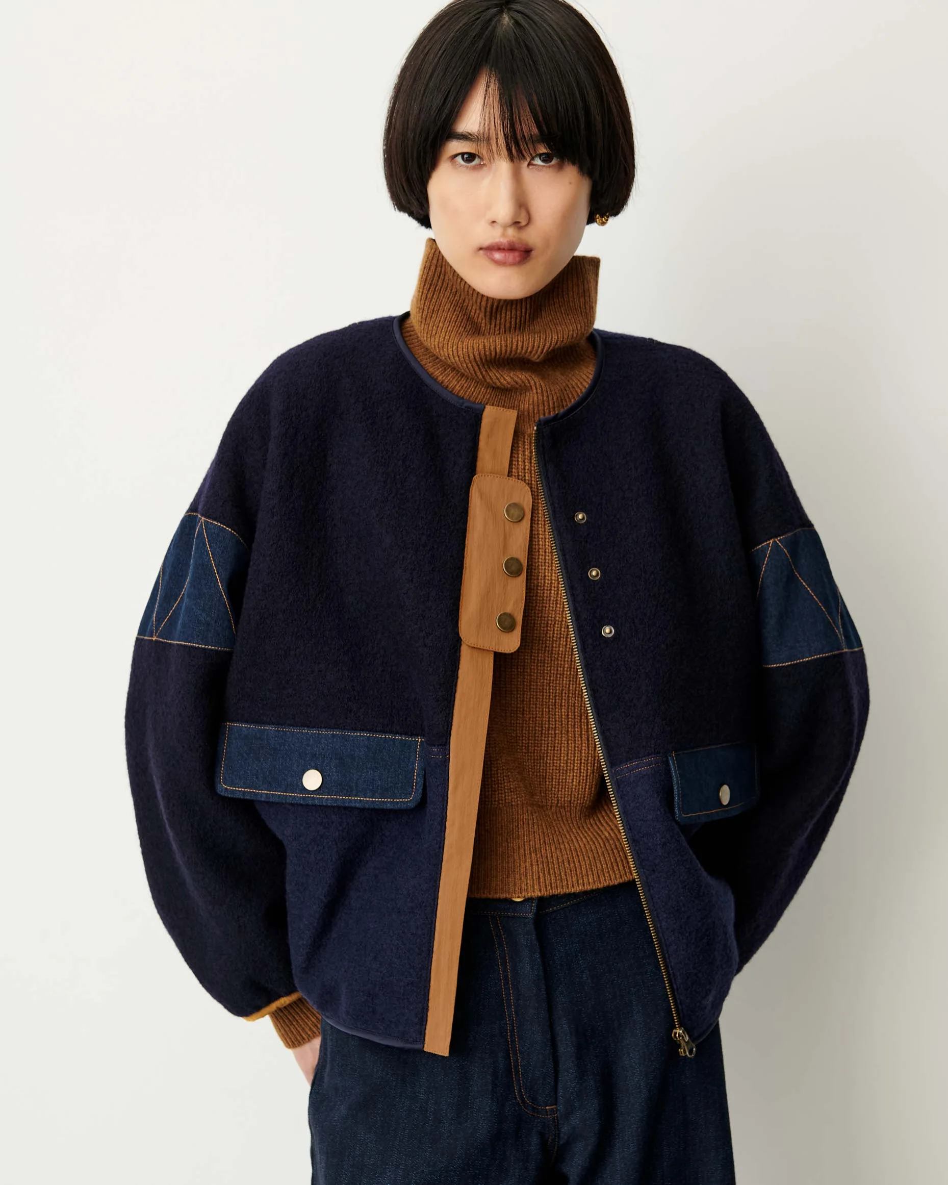 Sessun Cold Night Round Neck Jacket Indigo Moo