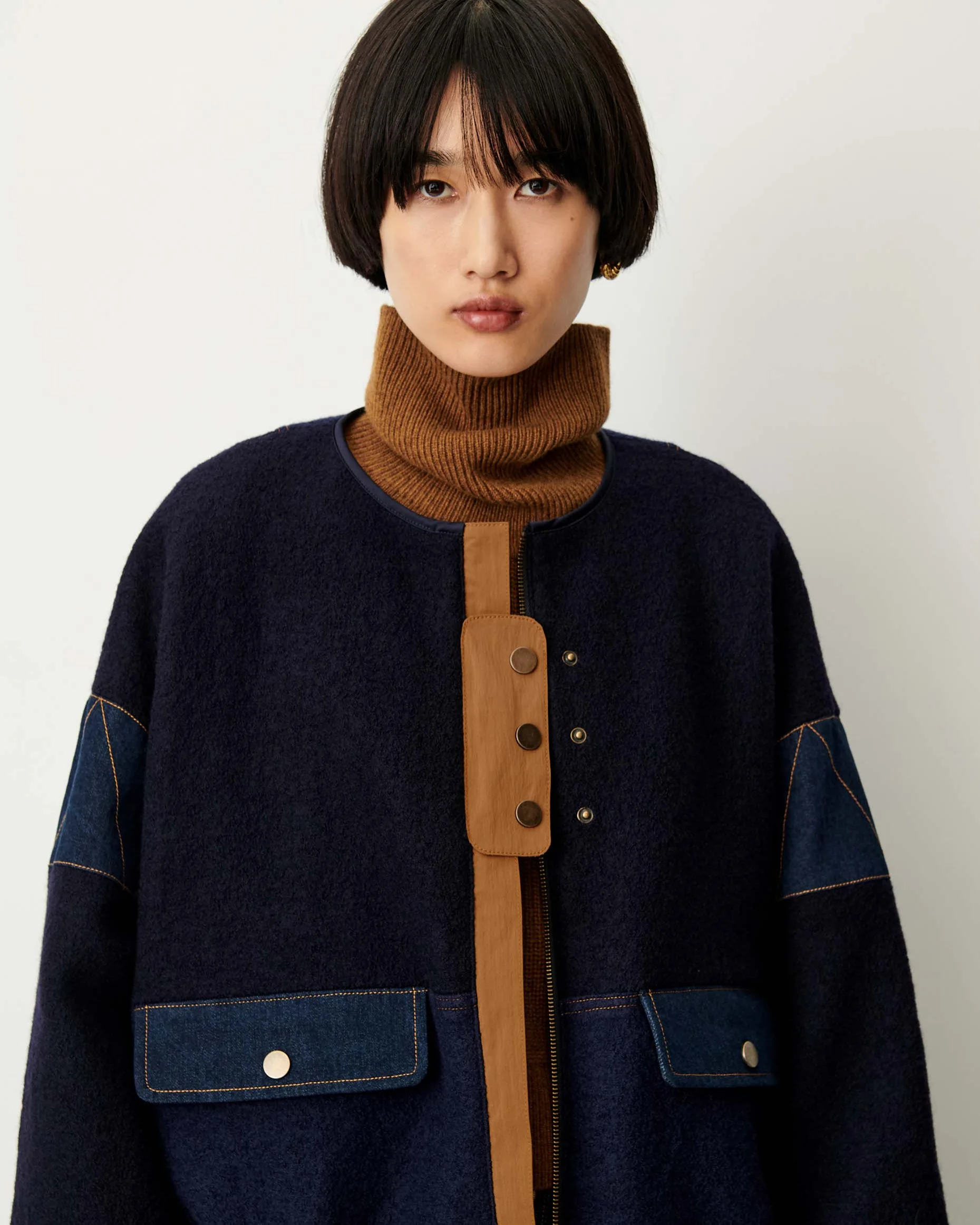 Sessun Cold Night Round Neck Jacket Indigo Moo