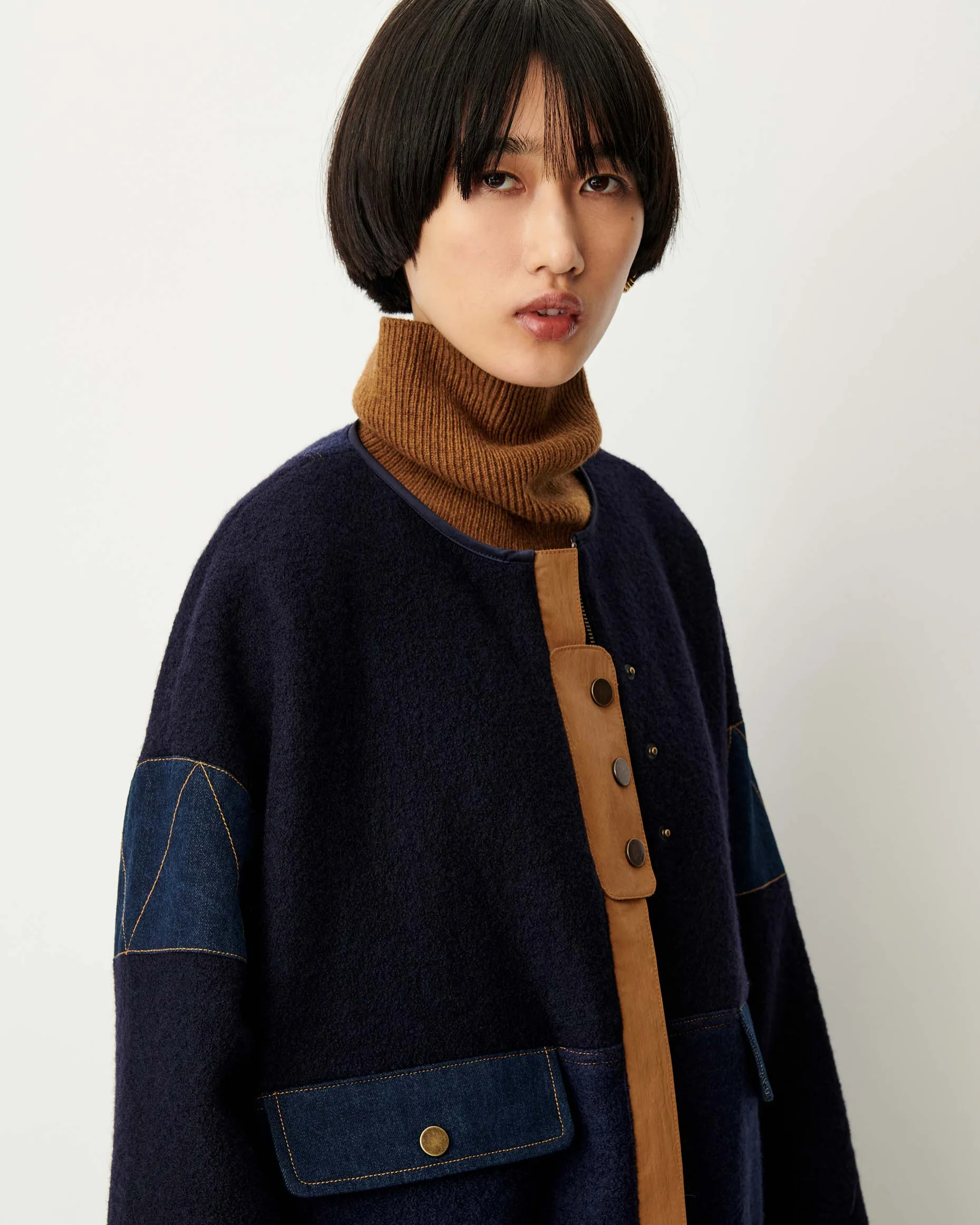 Sessun Cold Night Round Neck Jacket Indigo Moo
