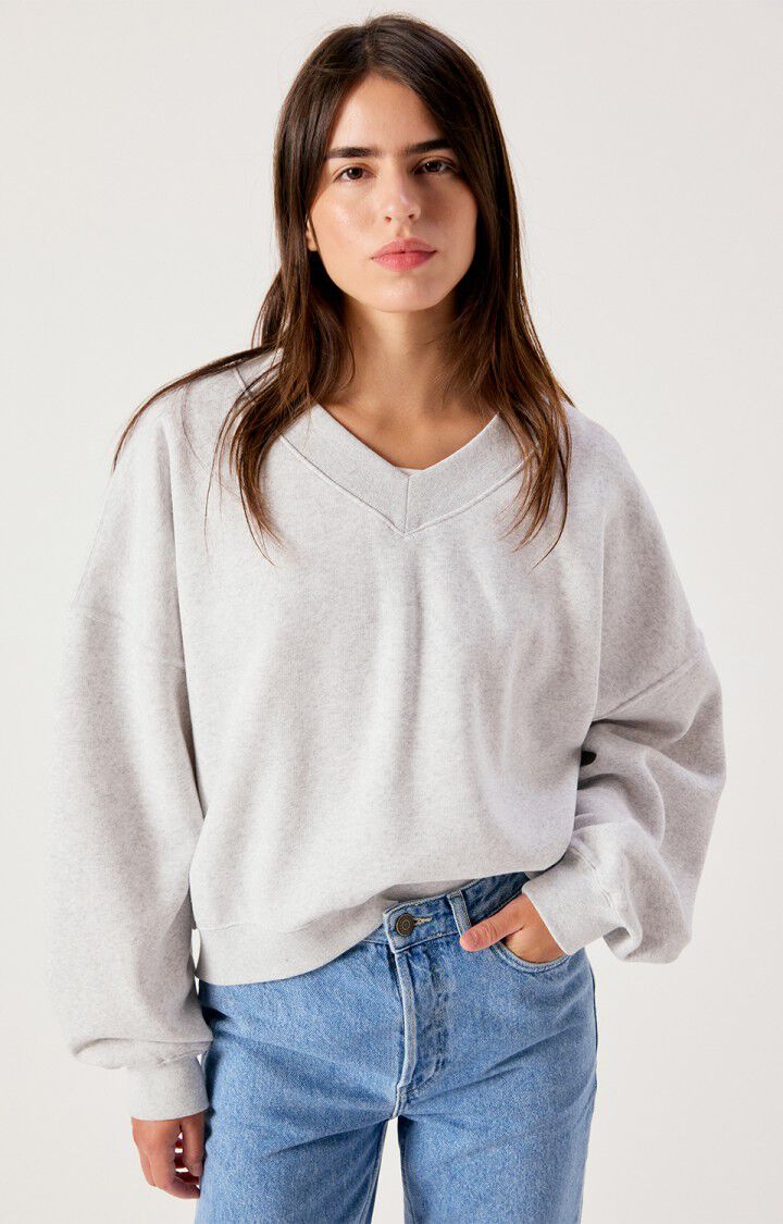 AMV Baptown Sweat Col V gris Chiné