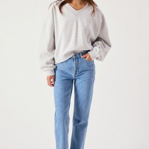 AMV Baptown Sweat Col V gris Chiné