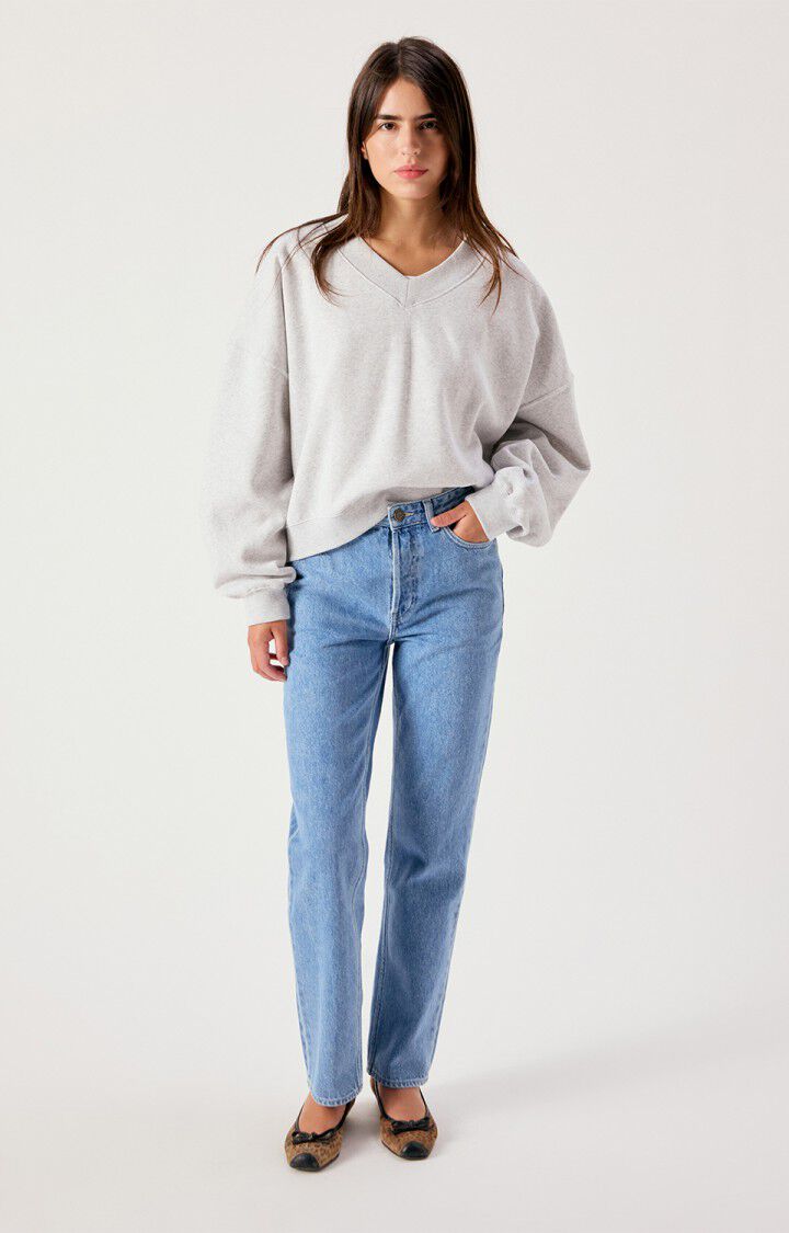 AMV Baptown Sweat Col V gris Chiné