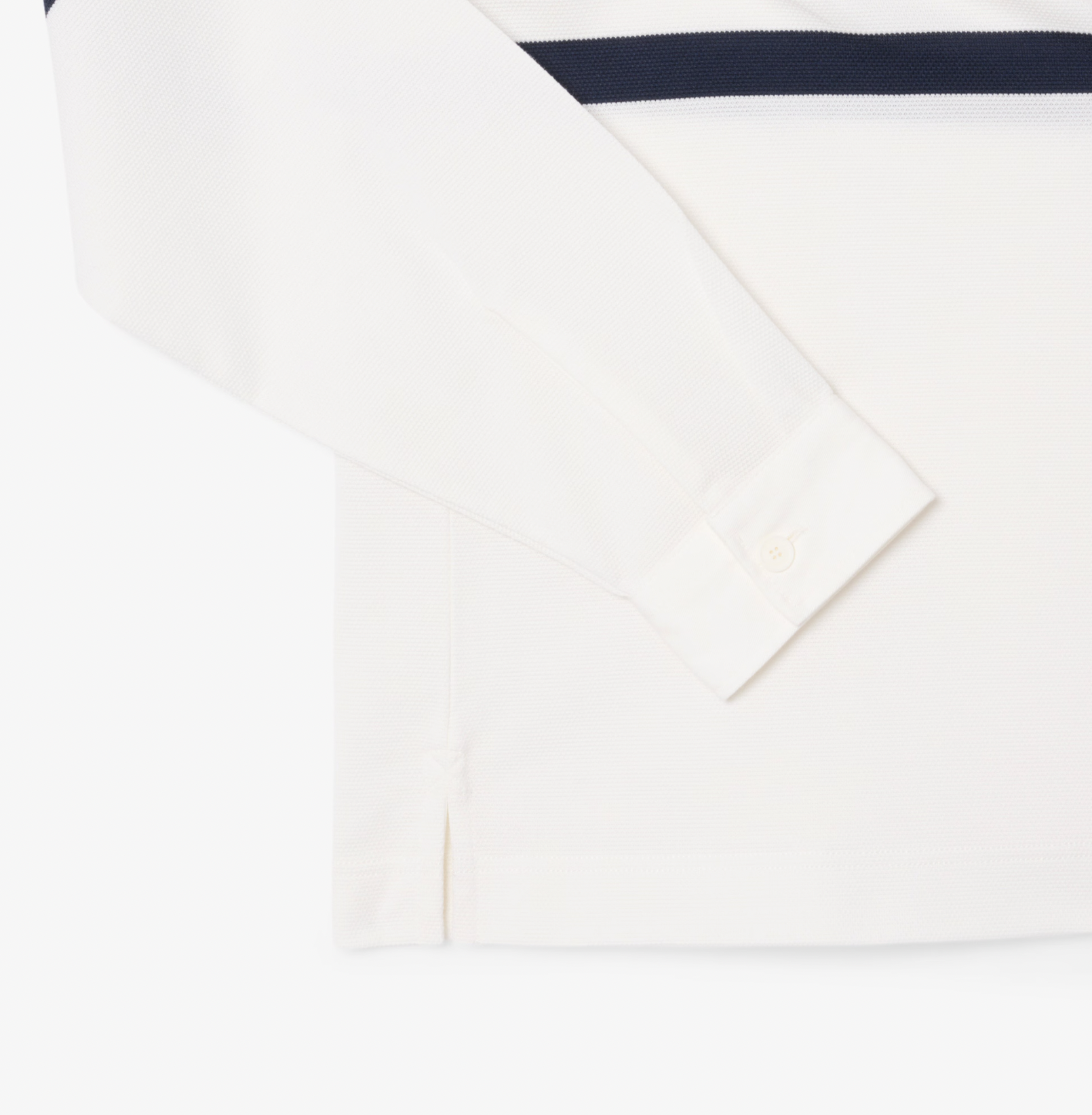Lacoste Polo manches longues rayures blanc navy ocre