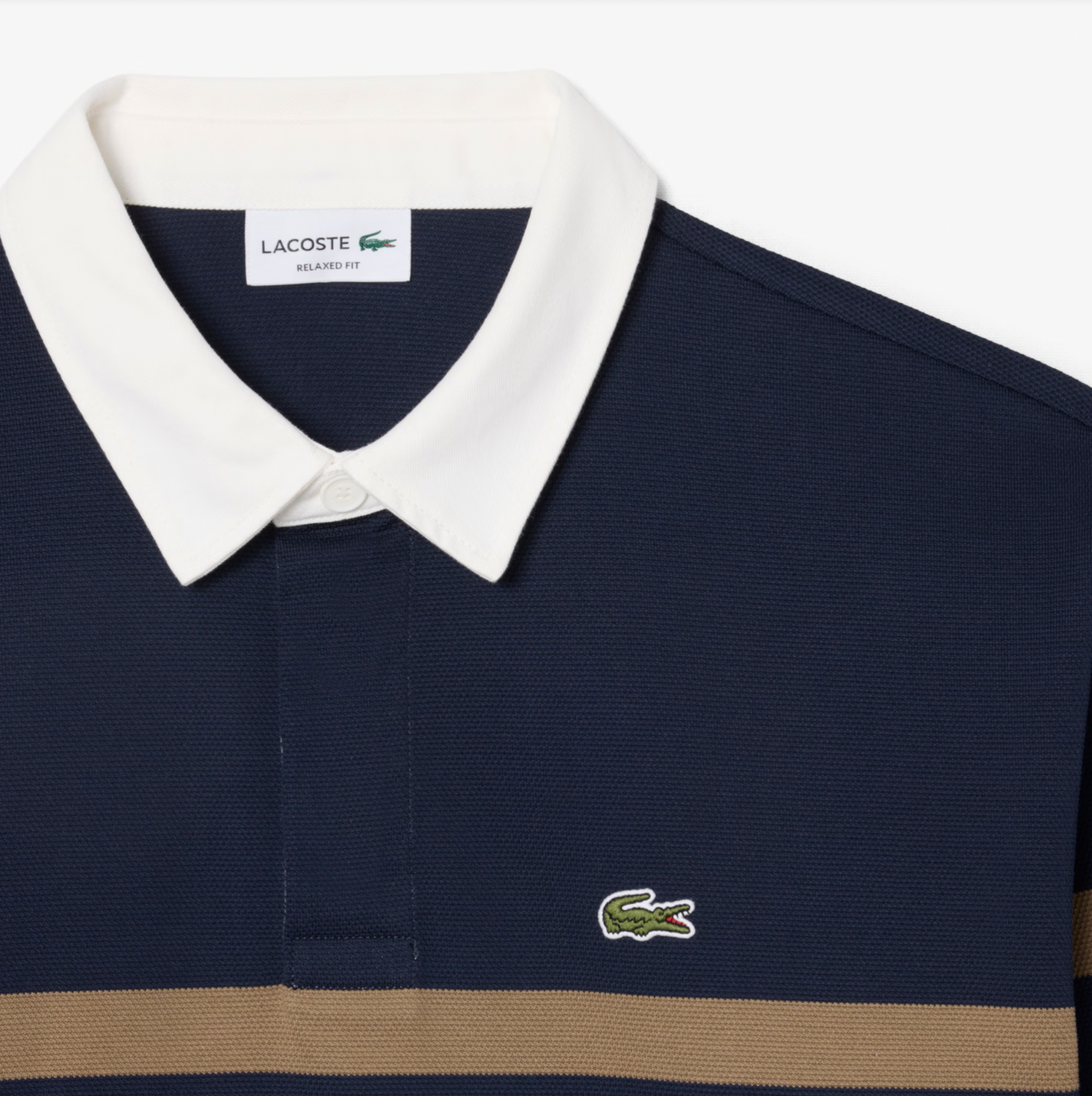 Lacoste Polo à rayures manches Longues Bleu Marine Marron Vert