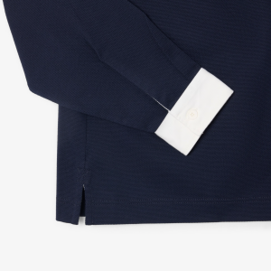 Lacoste Polo à rayures manches Longues Bleu Marine Marron Vert