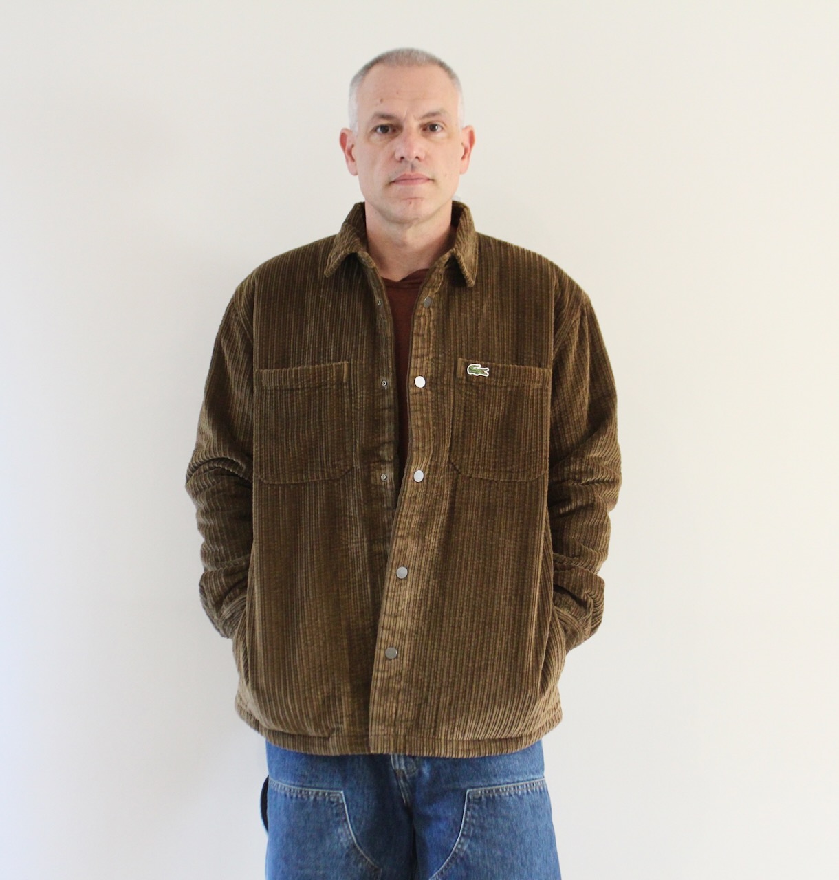 Lacoste Surchemise Oversize Velours Côtelé Marron Whisky