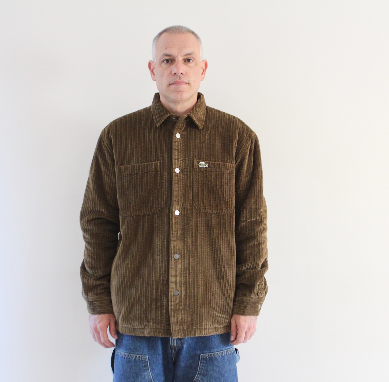 Lacoste Surchemise Oversize Velours Côtelé Marron Whisky