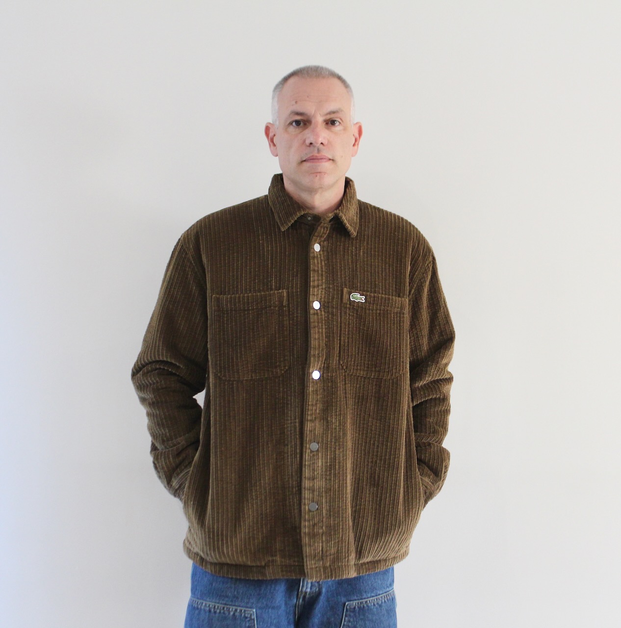 Lacoste Surchemise Oversize Velours Côtelé Marron Whisky
