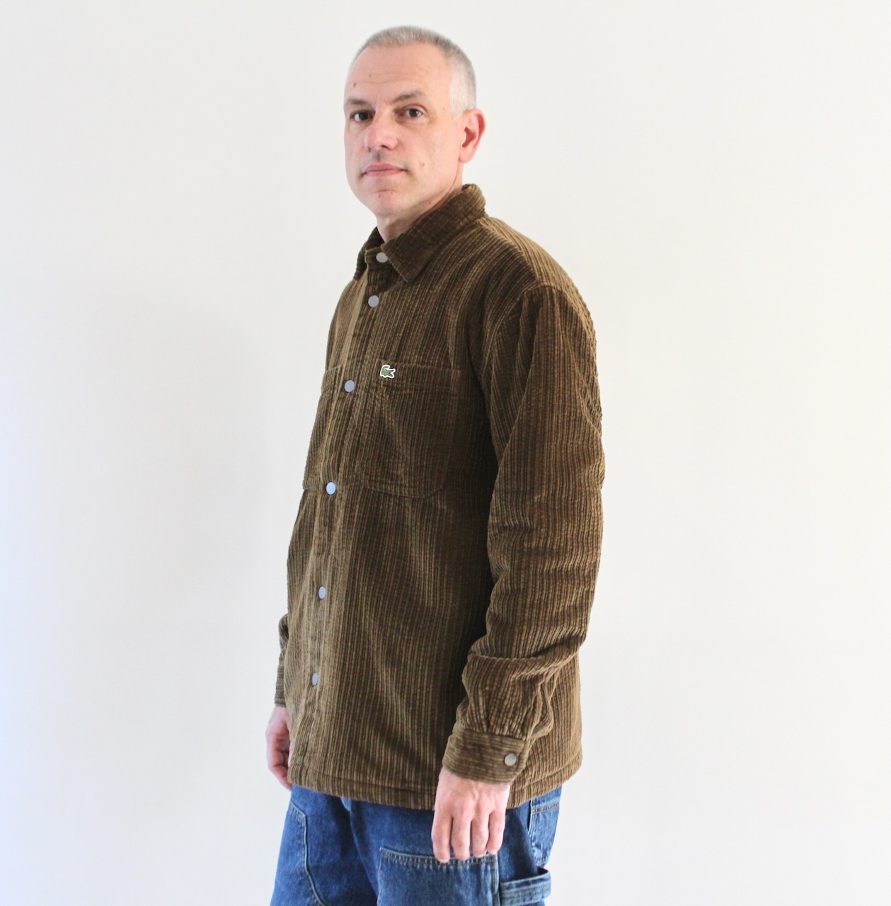 Lacoste Surchemise Oversize Velours Côtelé Marron Whisky