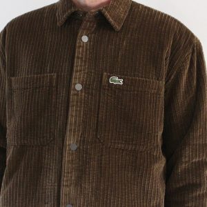 Lacoste Surchemise Oversize Velours Côtelé Marron Whisky