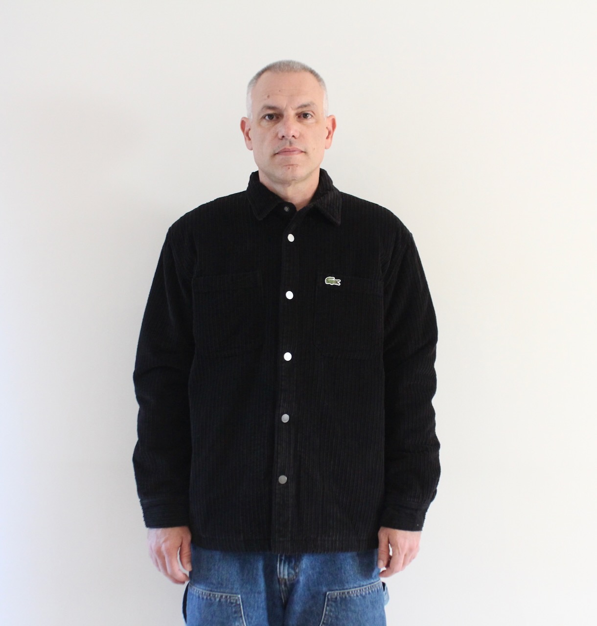 Lacoste Surchemise Oversize Velours Côtelé Noir