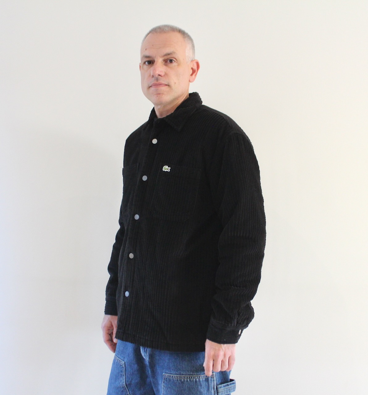 Lacoste Surchemise Oversize Velours Côtelé Noir